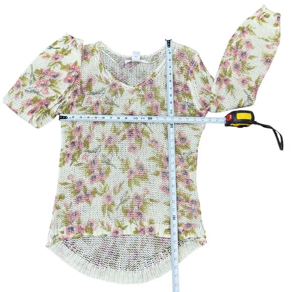 Lauren Conrad Disney Womens Sweater Medium Ivy Floral Knit White Pink Green - Picture 3 of 6